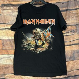 Iron Maiden The Trooper L T-Shirt Black Eddie Band Rock Music Concert Union Jack